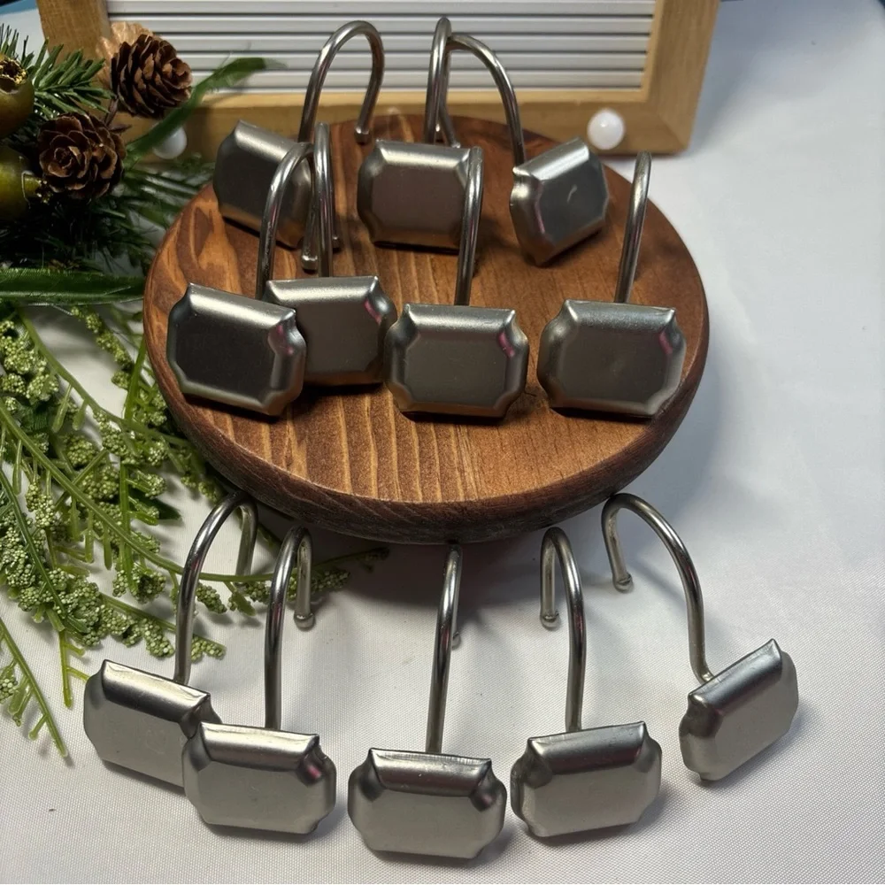 Elegant Silver Shower Curtain Hooks